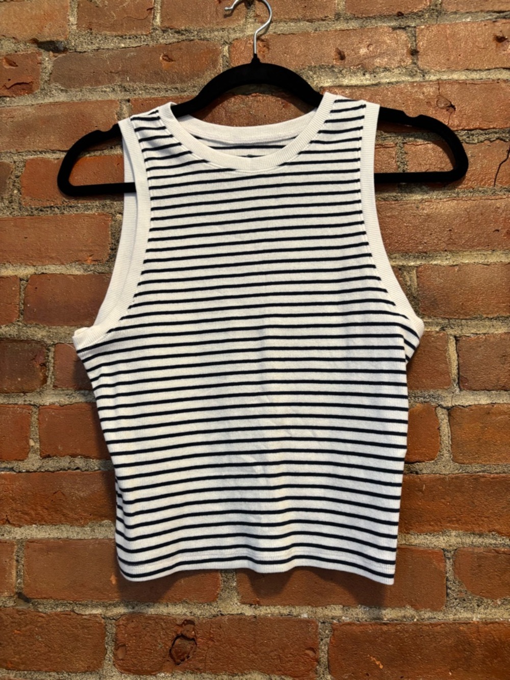 Hollister White Tank Top with Navy Stripes